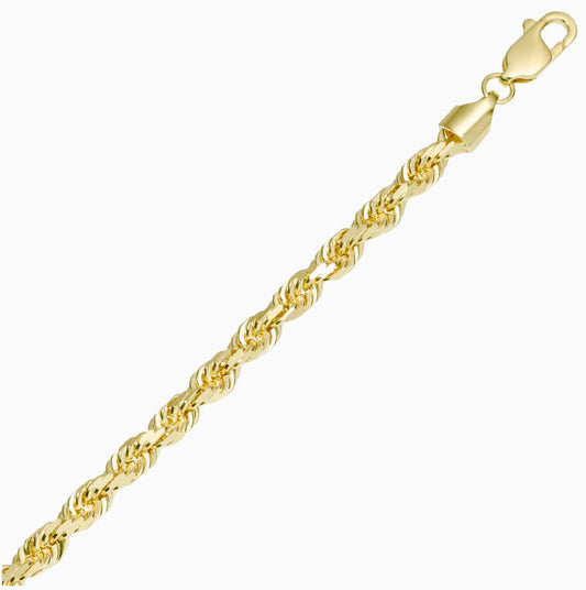 14k Rope Chain Bracelet - 6mm