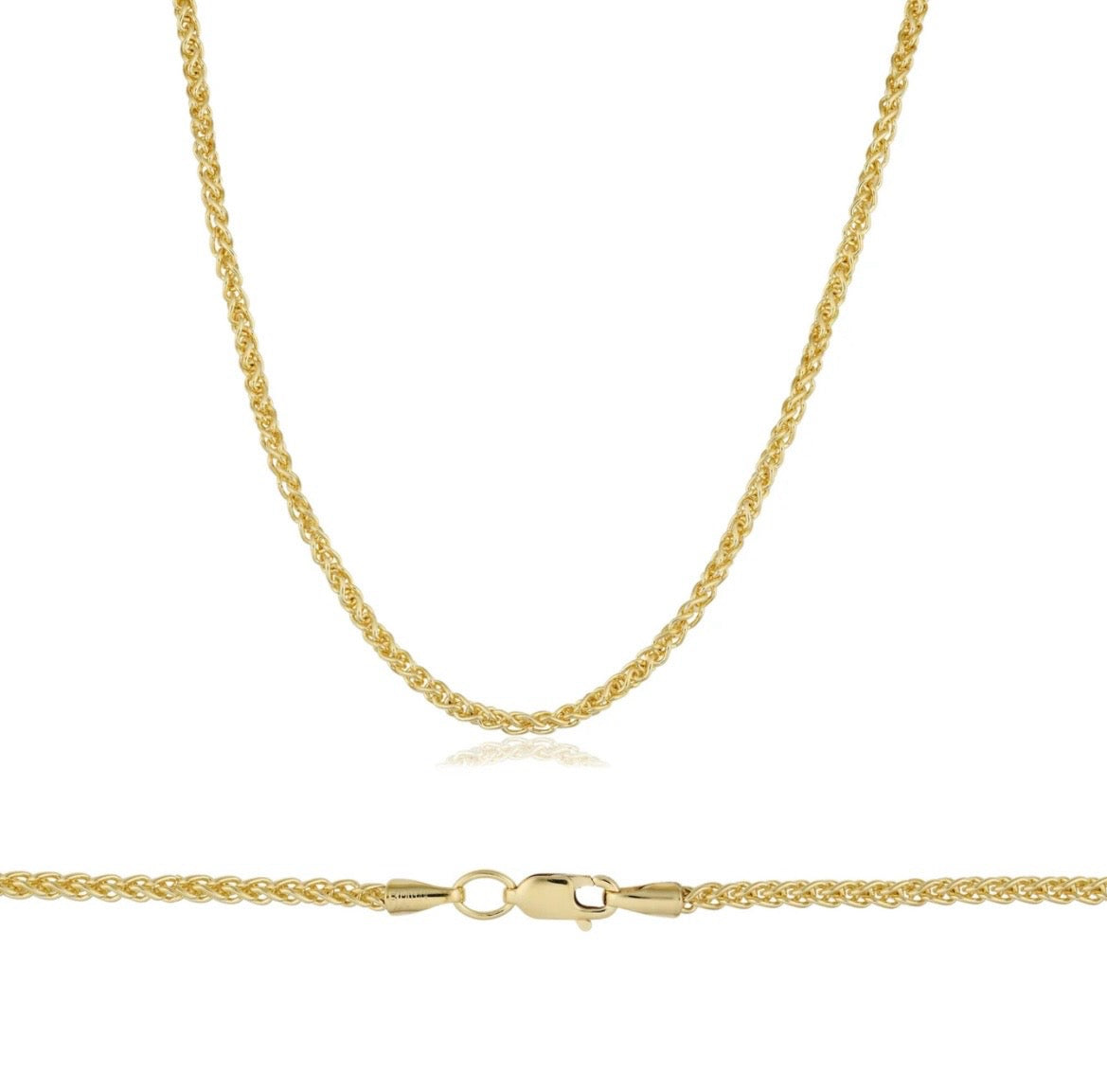 Solid 14k Gold Wheat Chain 22”