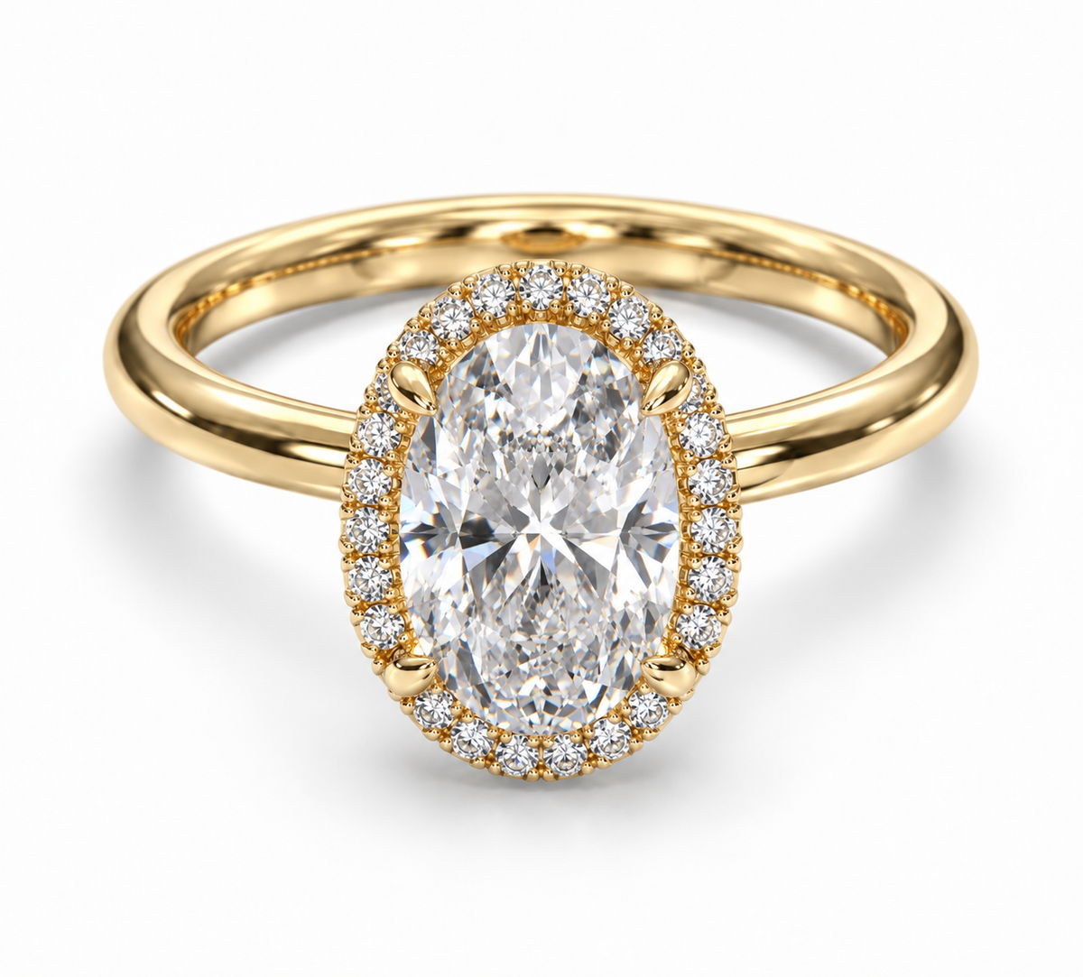 Oval Diamond Halo Engagement Ring - Lab Diamond