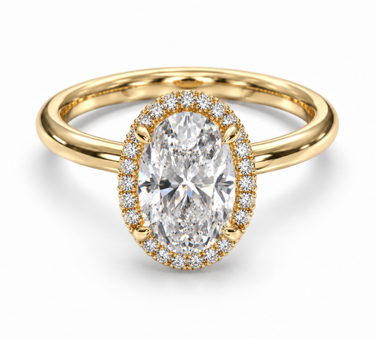 Oval Diamond Halo Engagement Ring - Lab Diamond