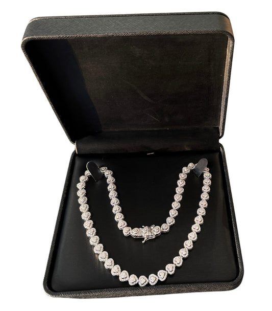 14k White Gold Diamond Cluster Heart Shaped Necklace - 18” 7.8mm 11.25 Carats Natural Diamonds