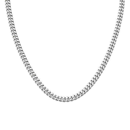 Sleek, Bold, Classy, Tasteful, Stunning, 4.9mm -  5mm Sterling Silver Miami Cuban Chain 20 inch 22 inch 24 inch 26 inch hanging chain with white background