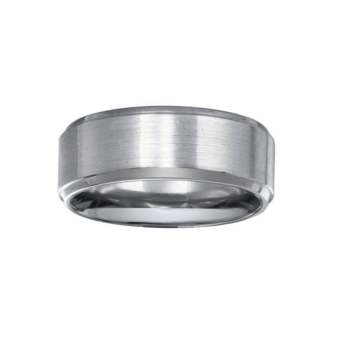 Brushed Rhodium Finish Ring - 8mm