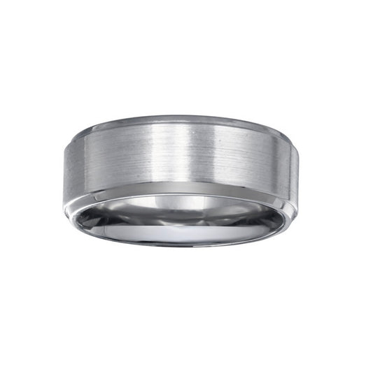 Brushed Rhodium Finish Ring - 8mm