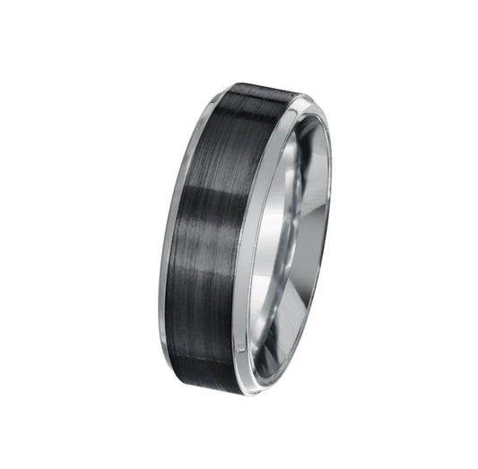 Brushed Black Rhodium Ring - 7mm