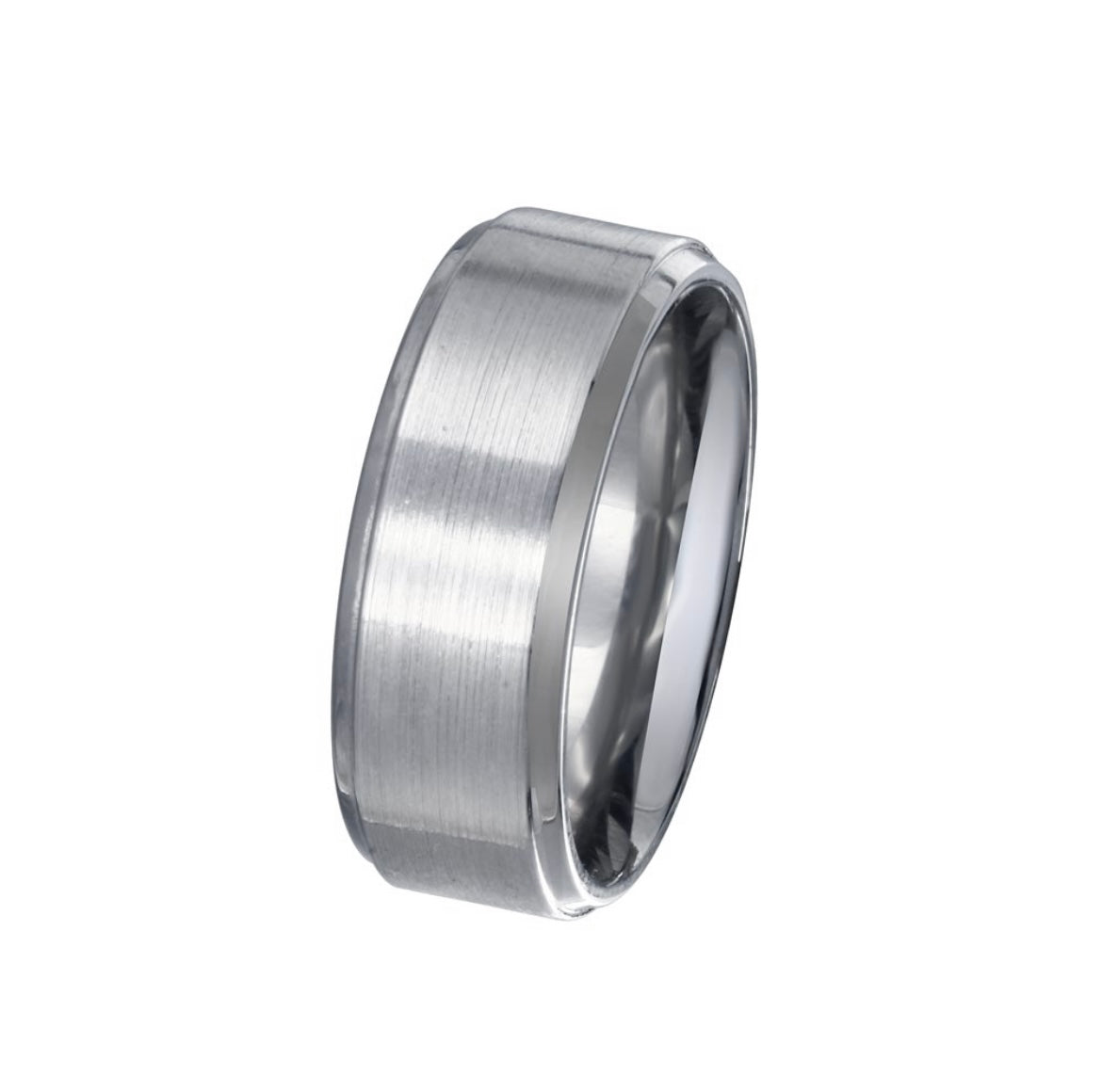 Brushed Rhodium Finish Ring - 8mm