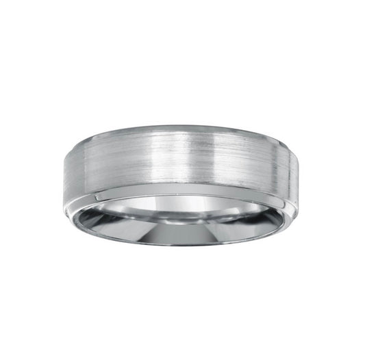 Brushed Rhodium Finish Ring - 7mm