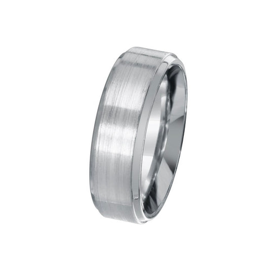 Brushed Rhodium Finish Ring - 7mm